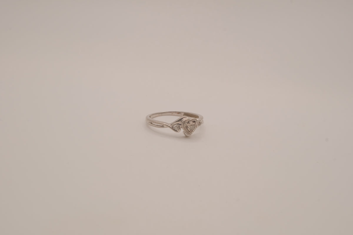Vintage Sterling silver diamond heart promise ring