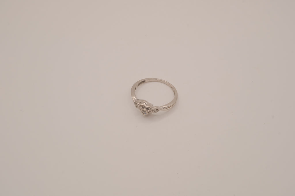 Vintage Sterling silver diamond heart promise ring