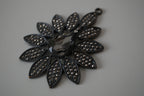 Vintage black crystal flower-design pendant