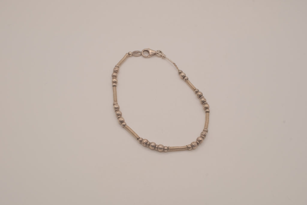 Sterling silver beaded chain bracelet