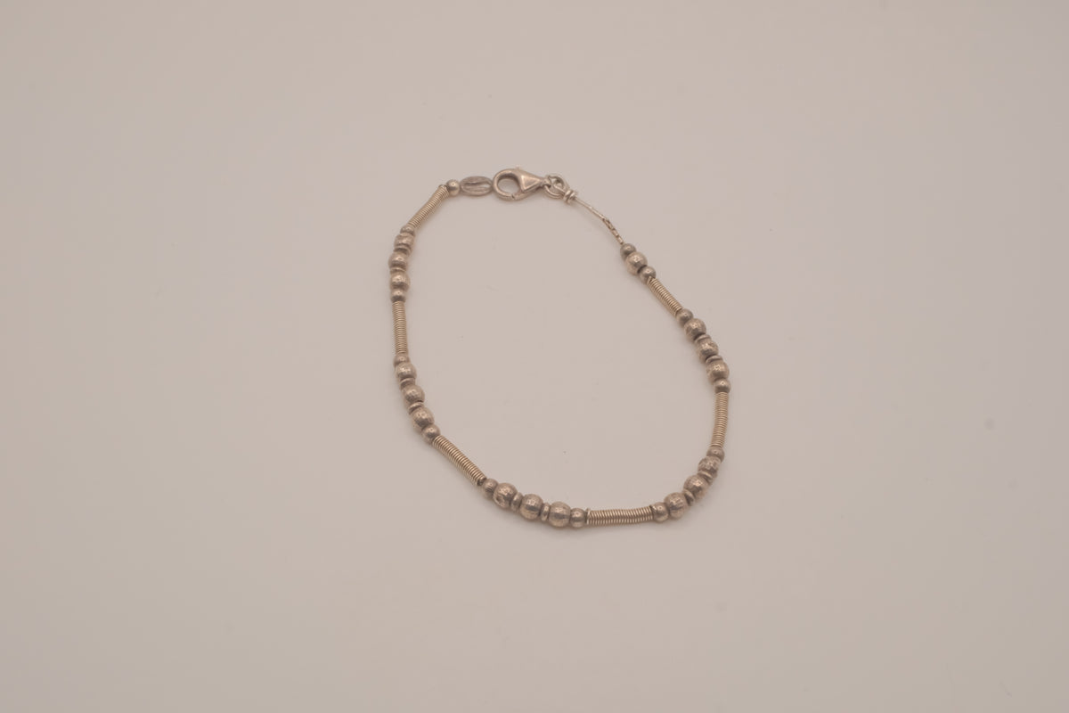 Sterling silver beaded chain bracelet