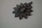 Vintage black crystal flower-design pendant