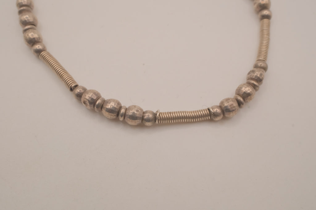 Sterling silver beaded chain bracelet