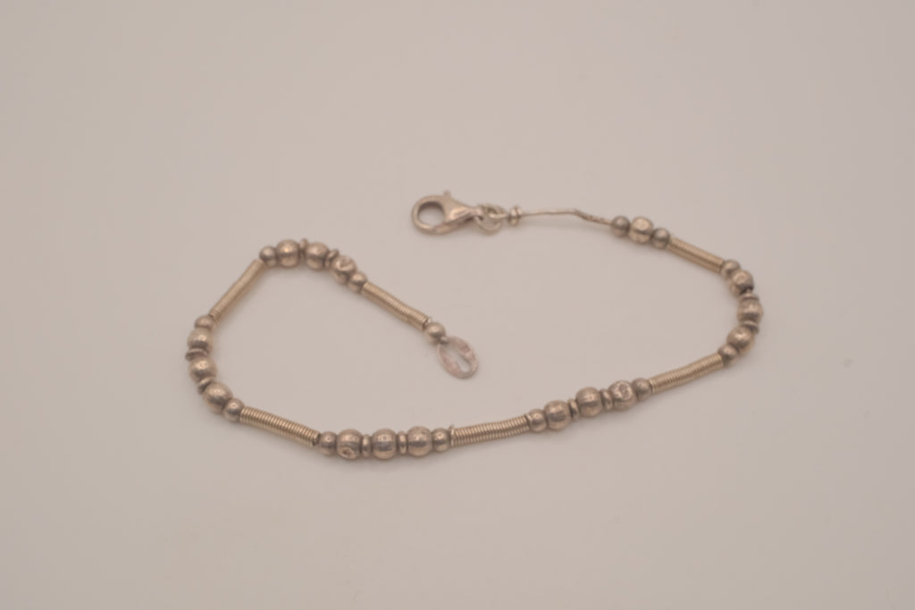 Sterling silver beaded chain bracelet