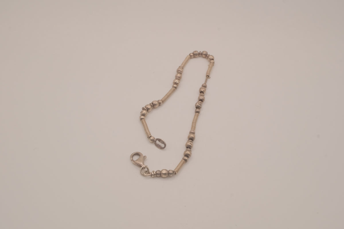Sterling silver beaded chain bracelet