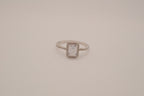 Vintage Sterling silver emerald-cut halo ring