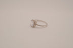 Vintage Sterling silver emerald-cut halo ring