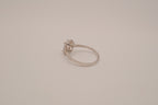 Vintage Sterling silver emerald-cut halo ring