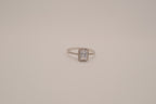 Vintage Sterling silver emerald-cut halo ring