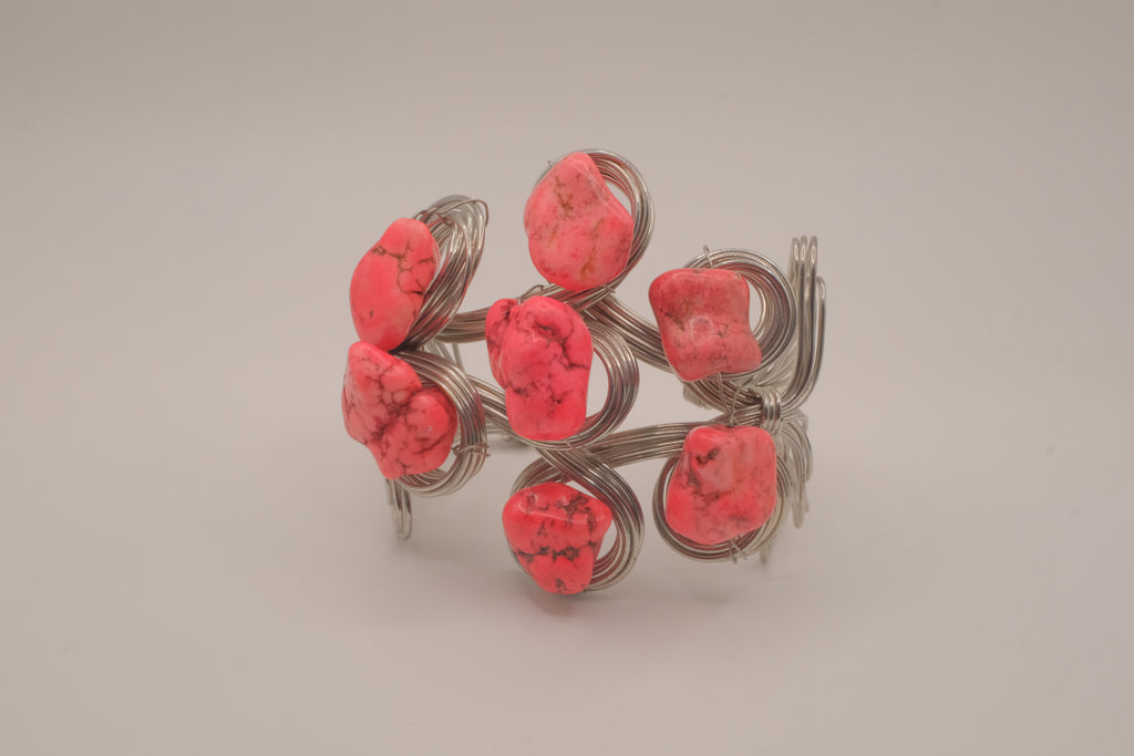 Artisan wire-wrapped statement cuff bracelet