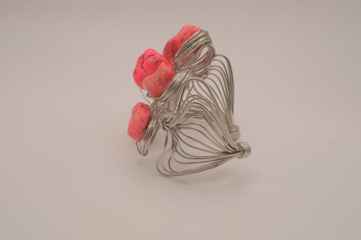 Artisan wire-wrapped statement cuff bracelet