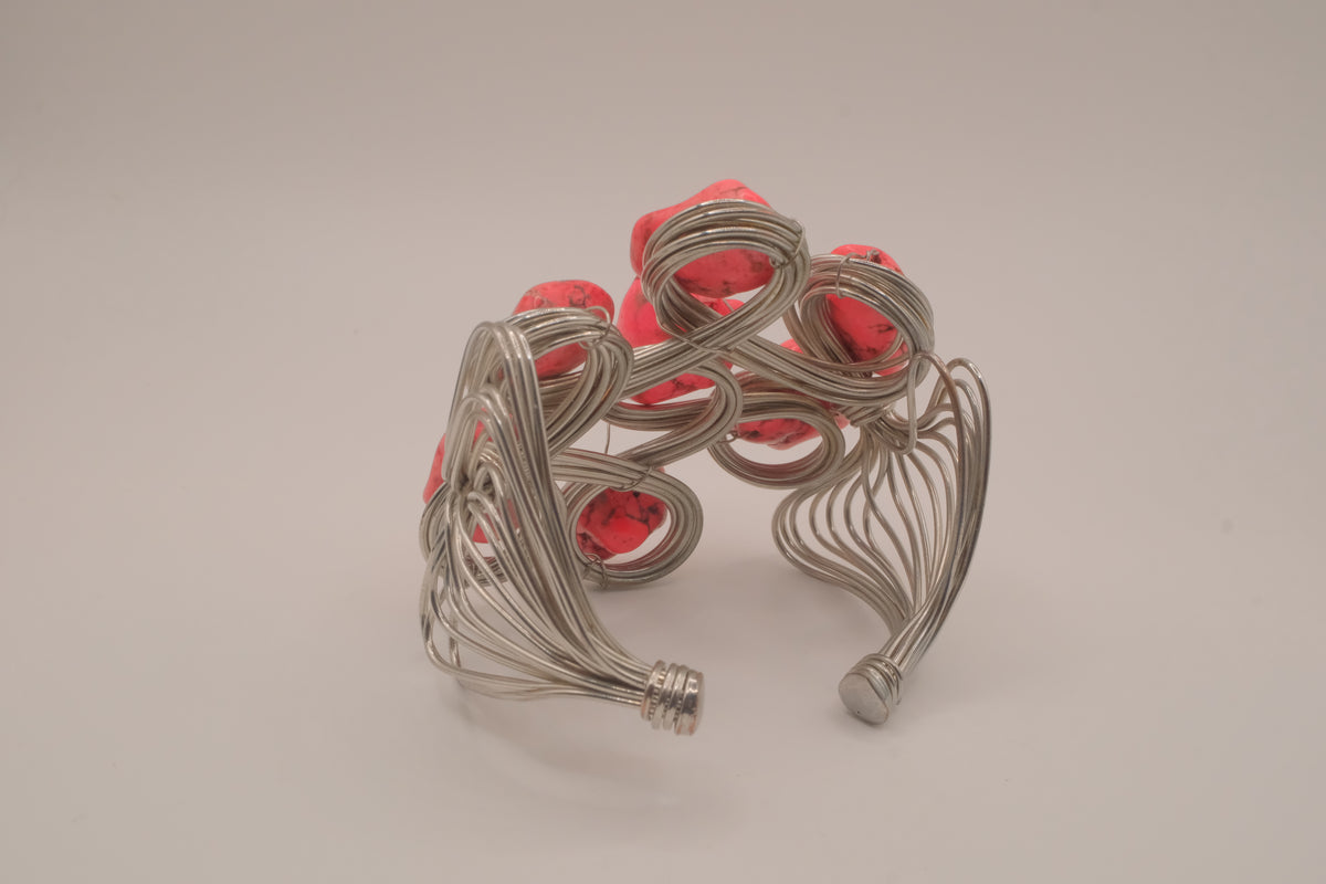 Artisan wire-wrapped statement cuff bracelet