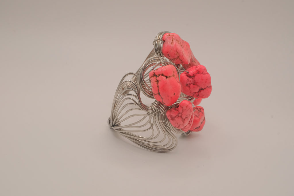 Artisan wire-wrapped statement cuff bracelet