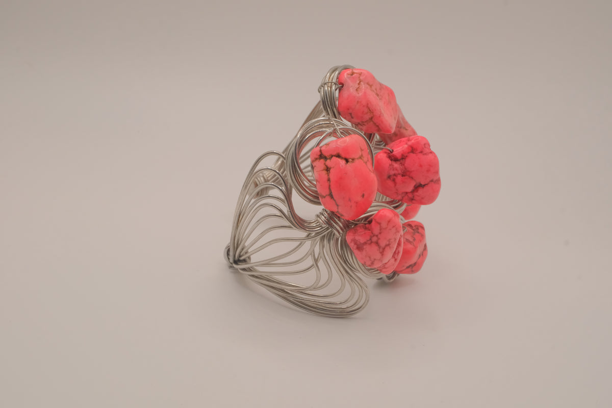 Artisan wire-wrapped statement cuff bracelet