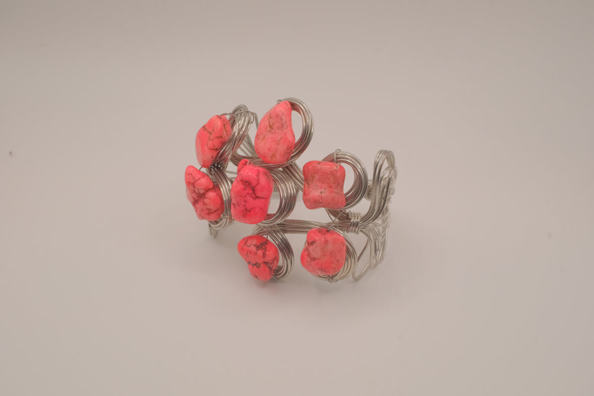 Artisan wire-wrapped statement cuff bracelet
