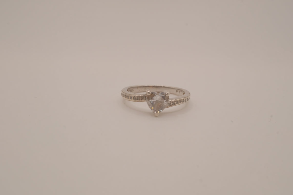 Sterling silver heart-cut cubic zirconia ring