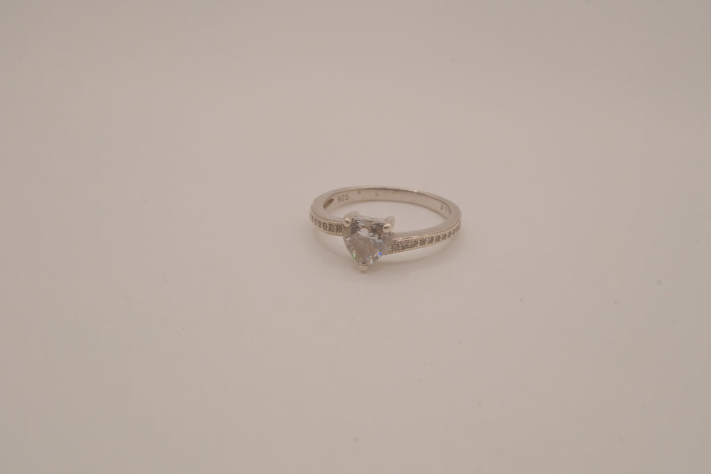 Sterling silver heart-cut cubic zirconia ring