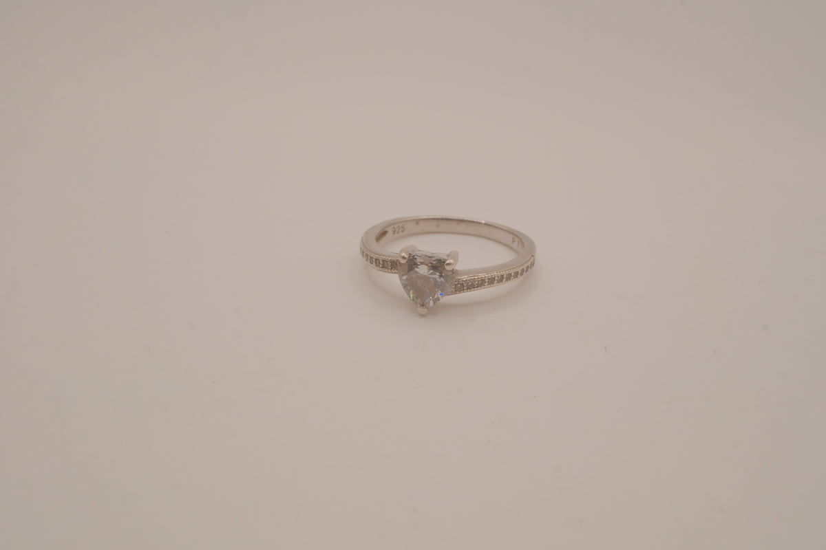 Sterling silver heart-cut cubic zirconia ring