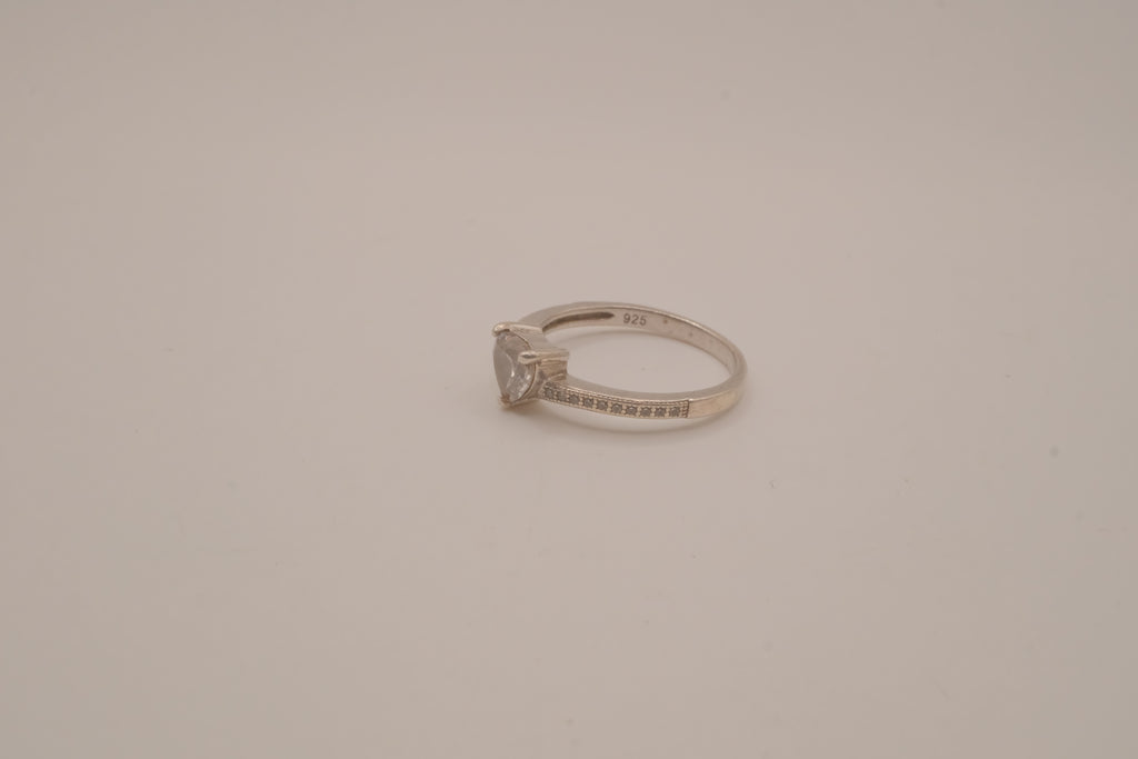 Sterling silver heart-cut cubic zirconia ring
