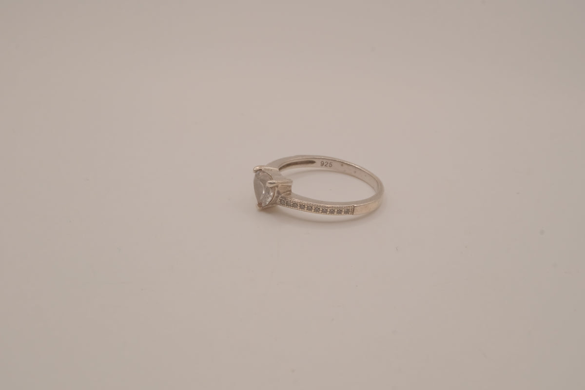 Sterling silver heart-cut cubic zirconia ring