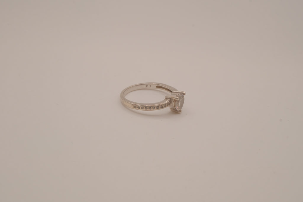 Sterling silver heart-cut cubic zirconia ring