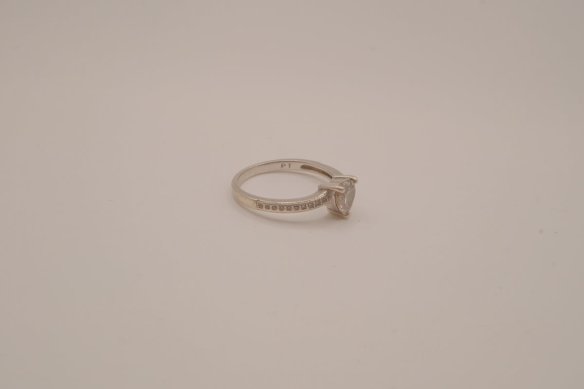Sterling silver heart-cut cubic zirconia ring