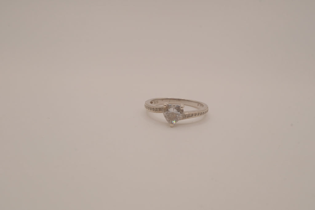 Sterling silver heart-cut cubic zirconia ring