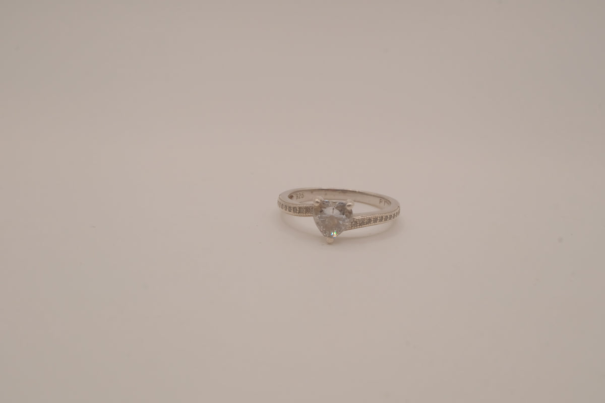 Sterling silver heart-cut cubic zirconia ring