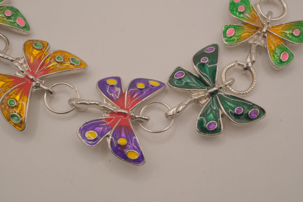 Multicolor enamel butterfly bracelet