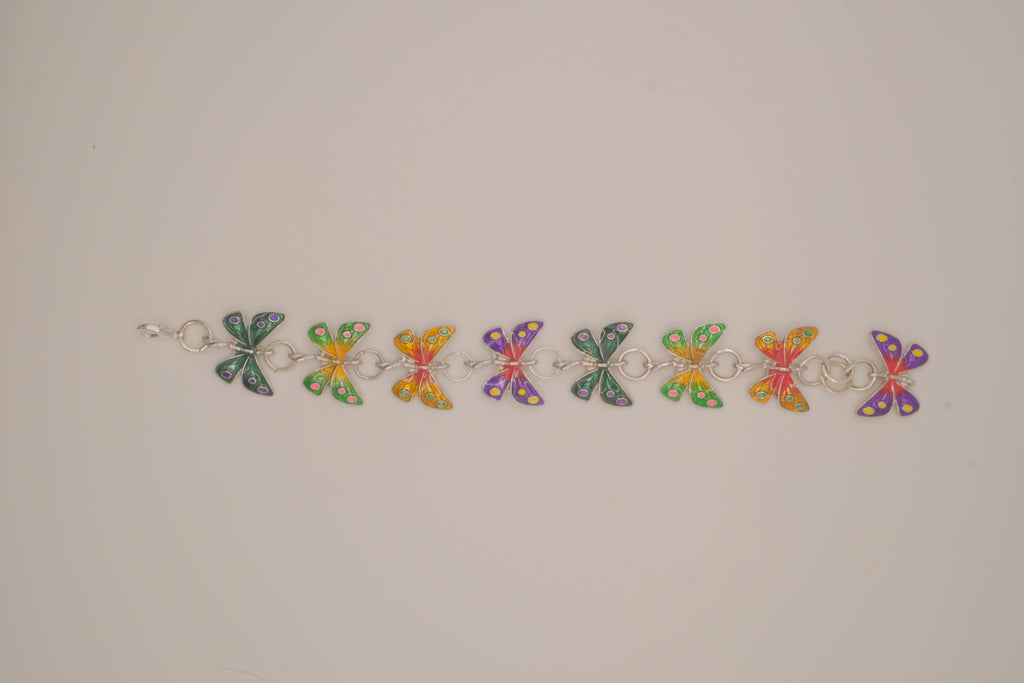 Multicolor enamel butterfly bracelet