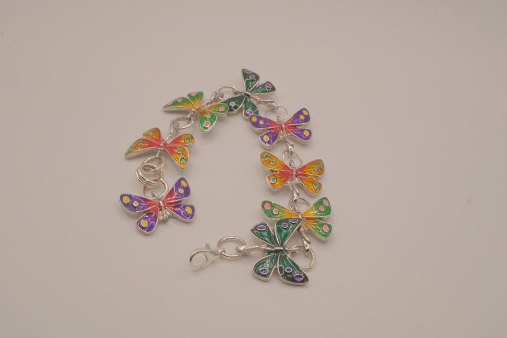 Multicolor enamel butterfly bracelet