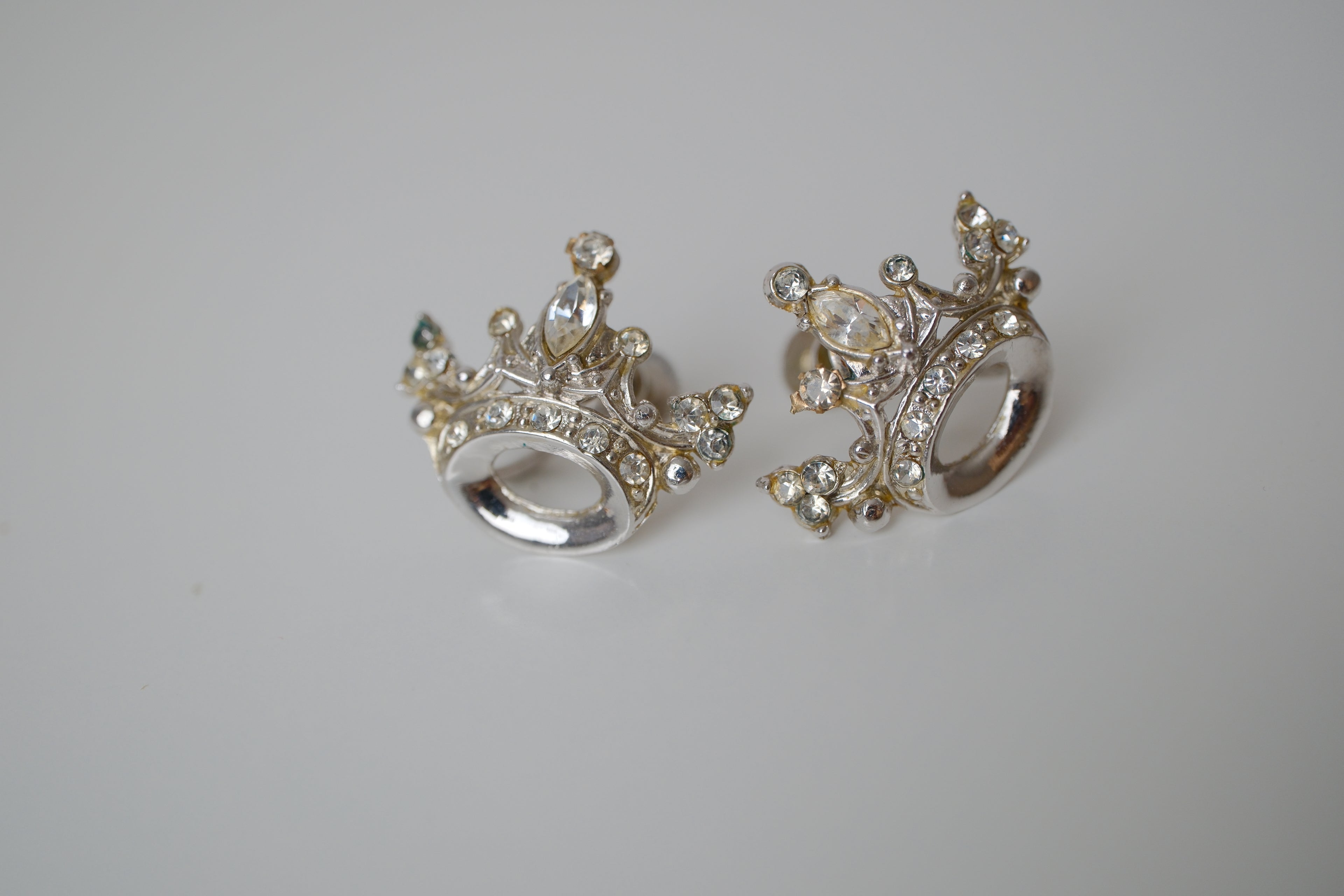 Vintage Coro crown-shaped screw back earrings