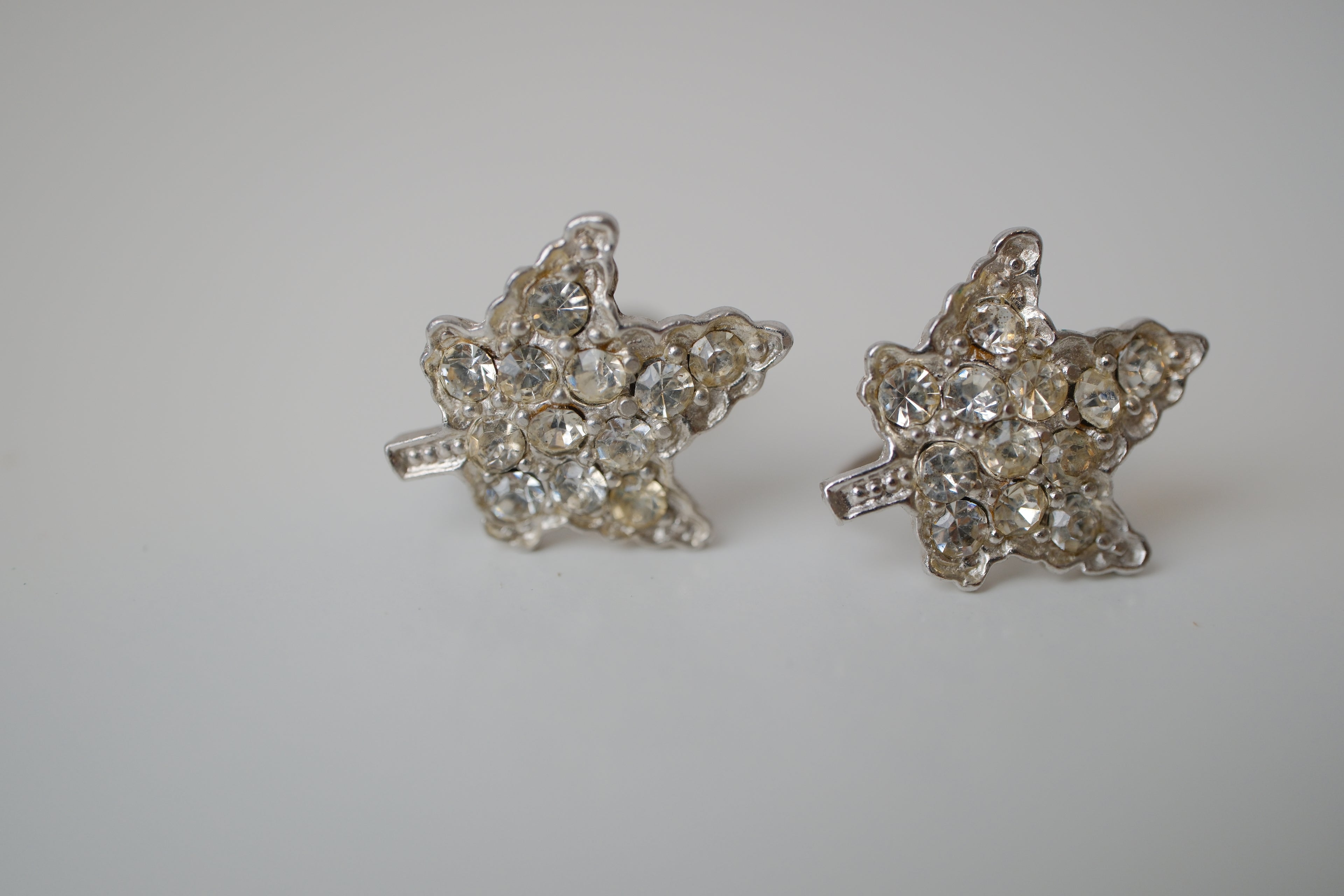 Vintage Coro rhinestone star-shaped screw back earrings