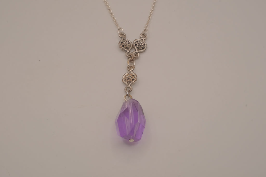 Avon Vintage Purple Faceted Y-Drop Necklace