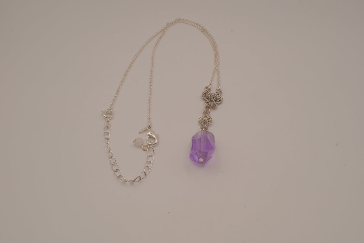 Avon Vintage Purple Faceted Y-Drop Necklace