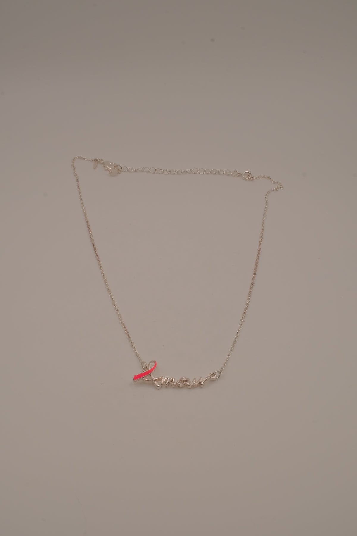 Avon Breast Cancer Crusade "Love" Ribbon Necklace