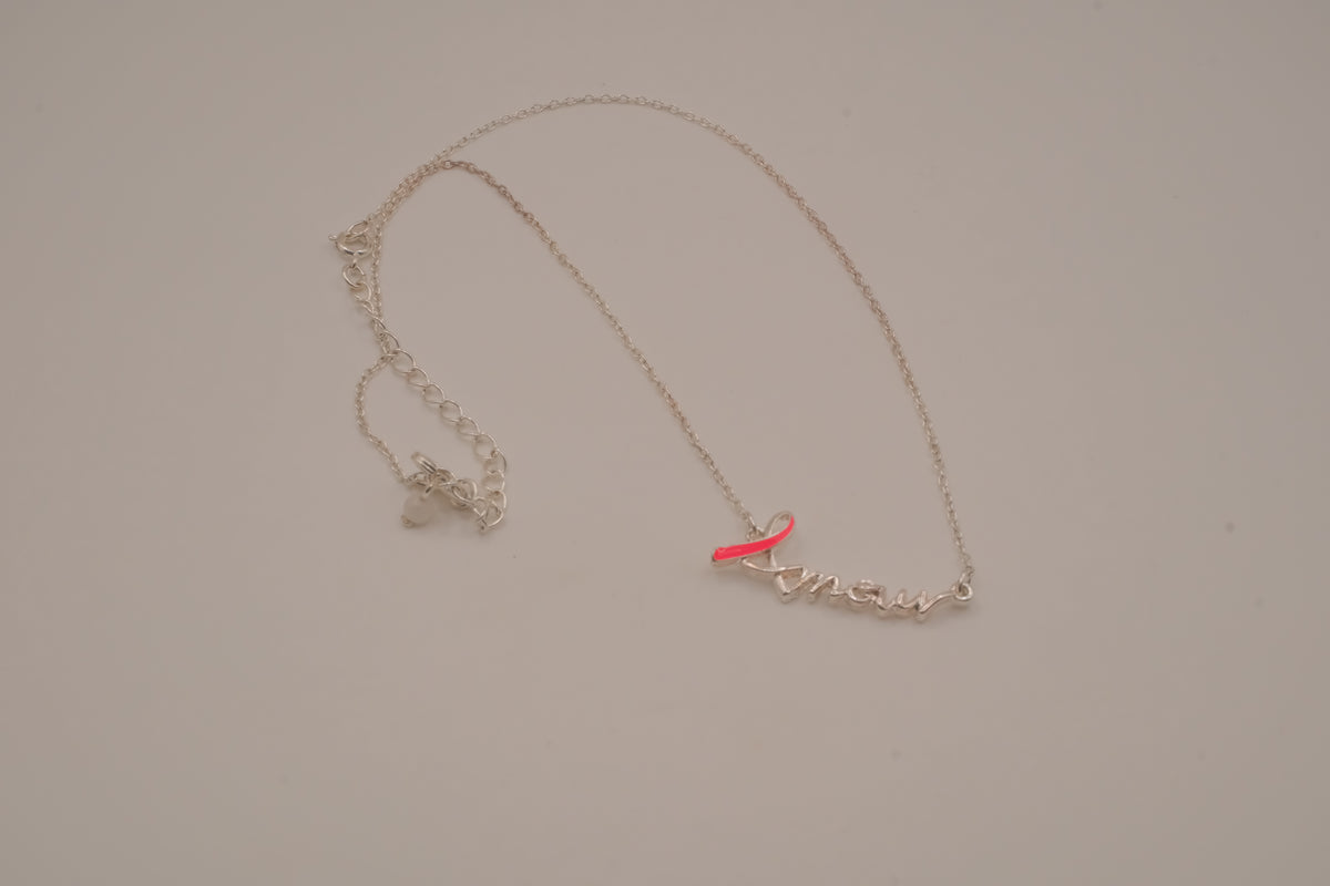 Avon Breast Cancer Crusade "Love" Ribbon Necklace
