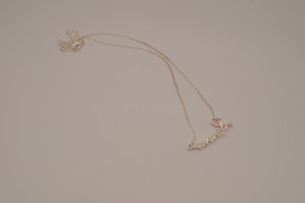 Avon Breast Cancer Crusade "Love" Ribbon Necklace