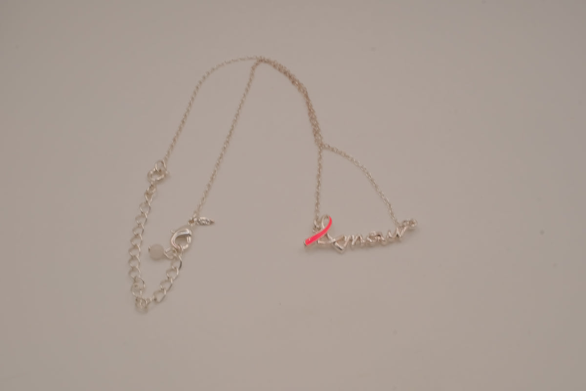 Avon Breast Cancer Crusade "Love" Ribbon Necklace