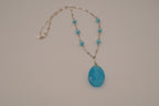 Vintage Avon Blue Cat's Eye Drop Necklace