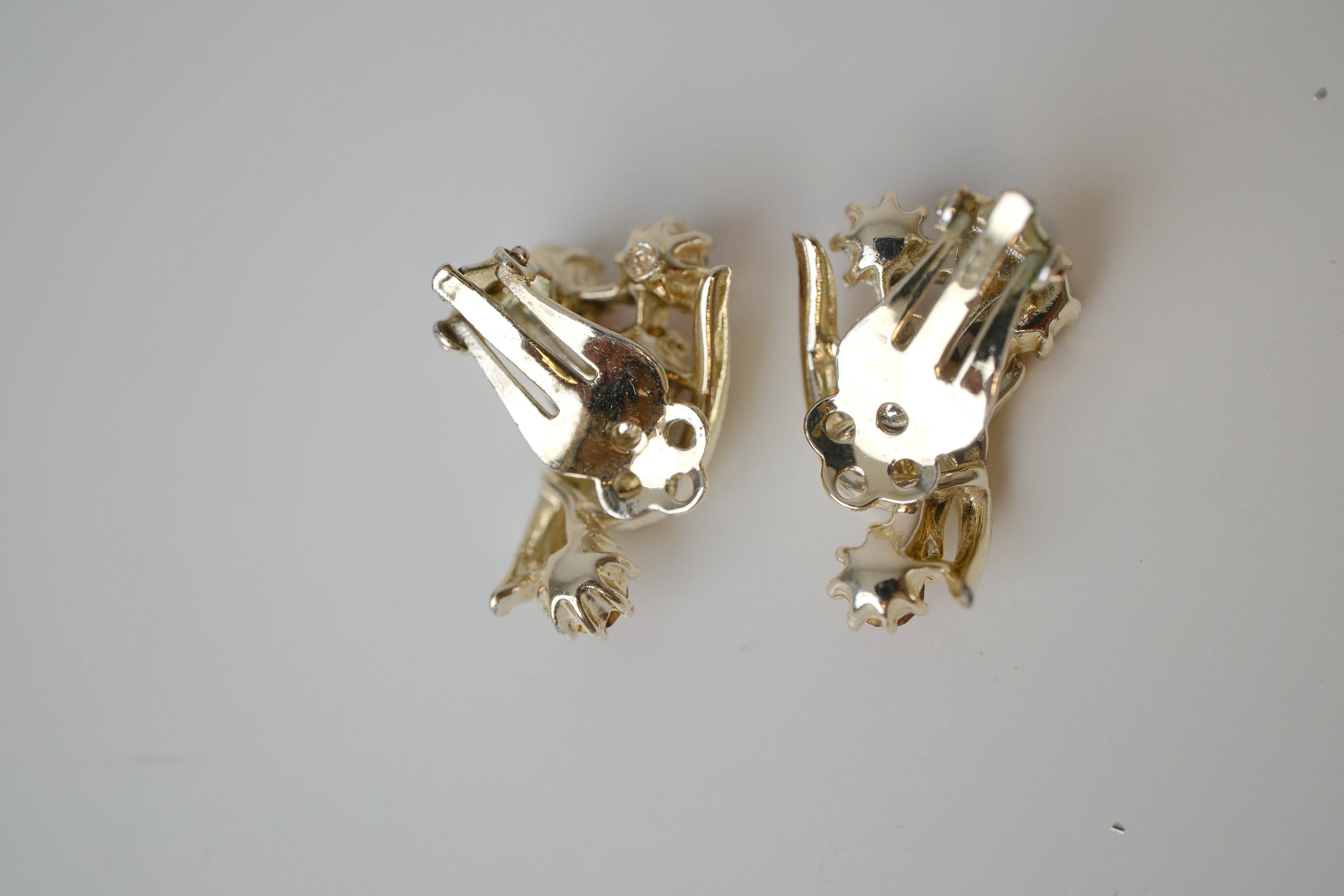 Vintage Coro Orange rhinestone clip on earrings
