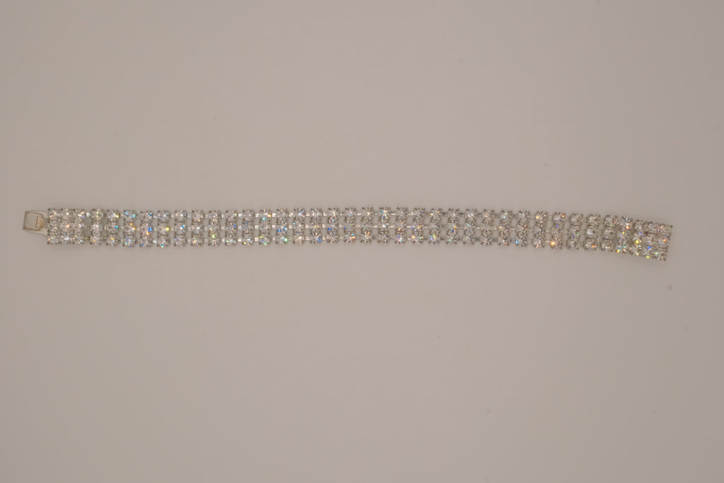 Three-row rhinestone tennis bracelet
