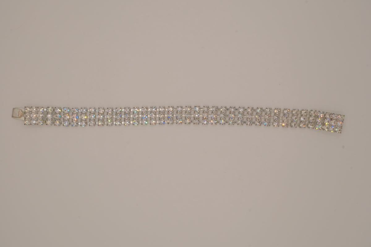 Three-row rhinestone tennis bracelet