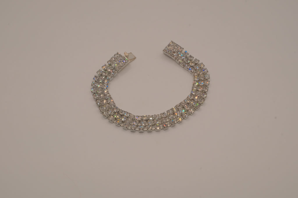 Three-row rhinestone tennis bracelet