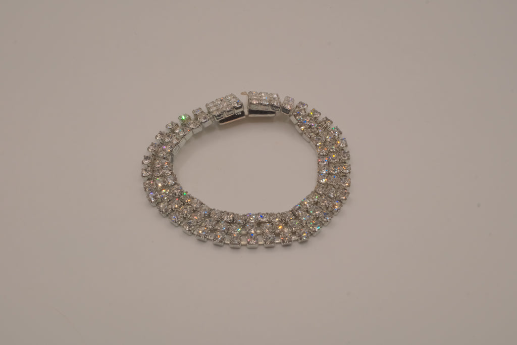 Three-row rhinestone tennis bracelet