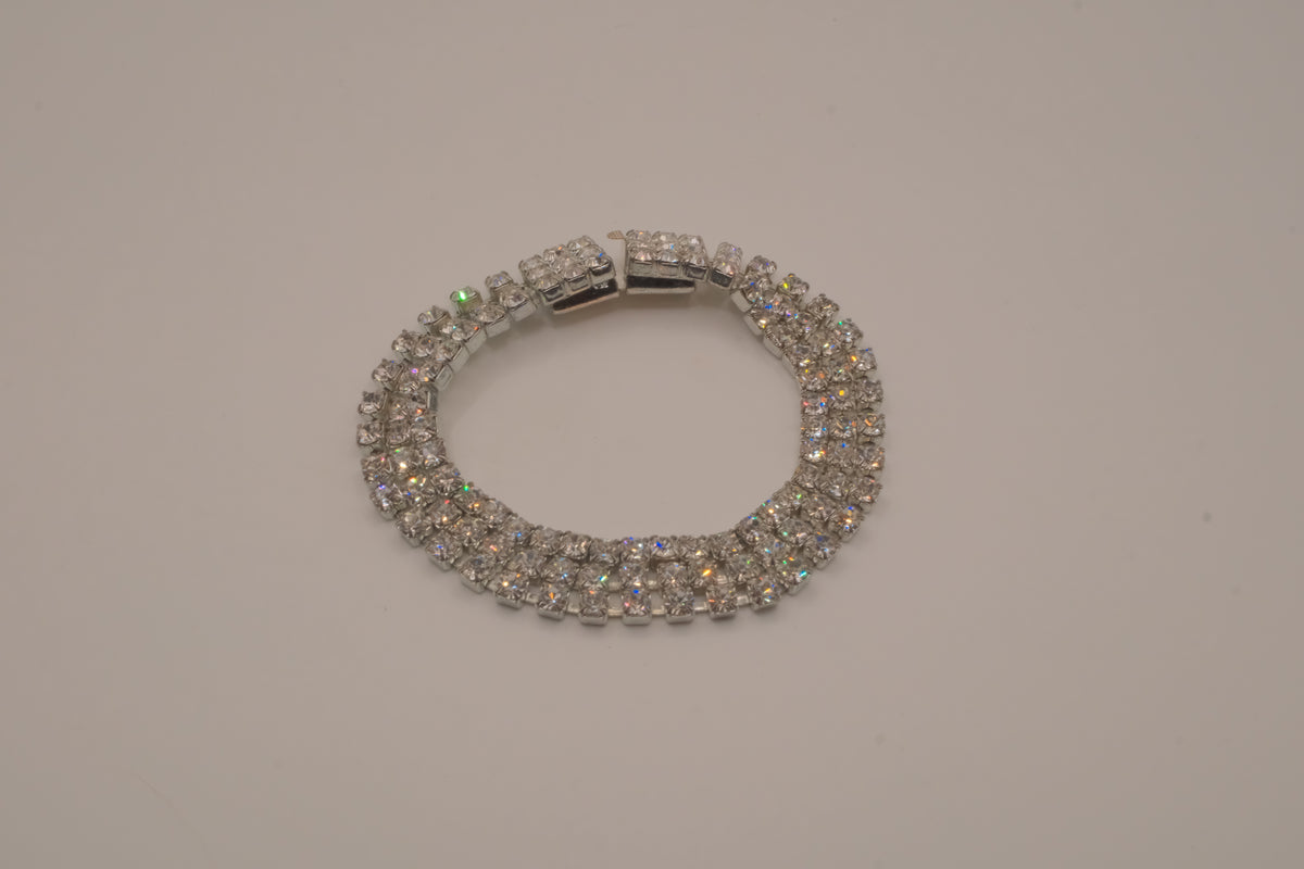 Three-row rhinestone tennis bracelet