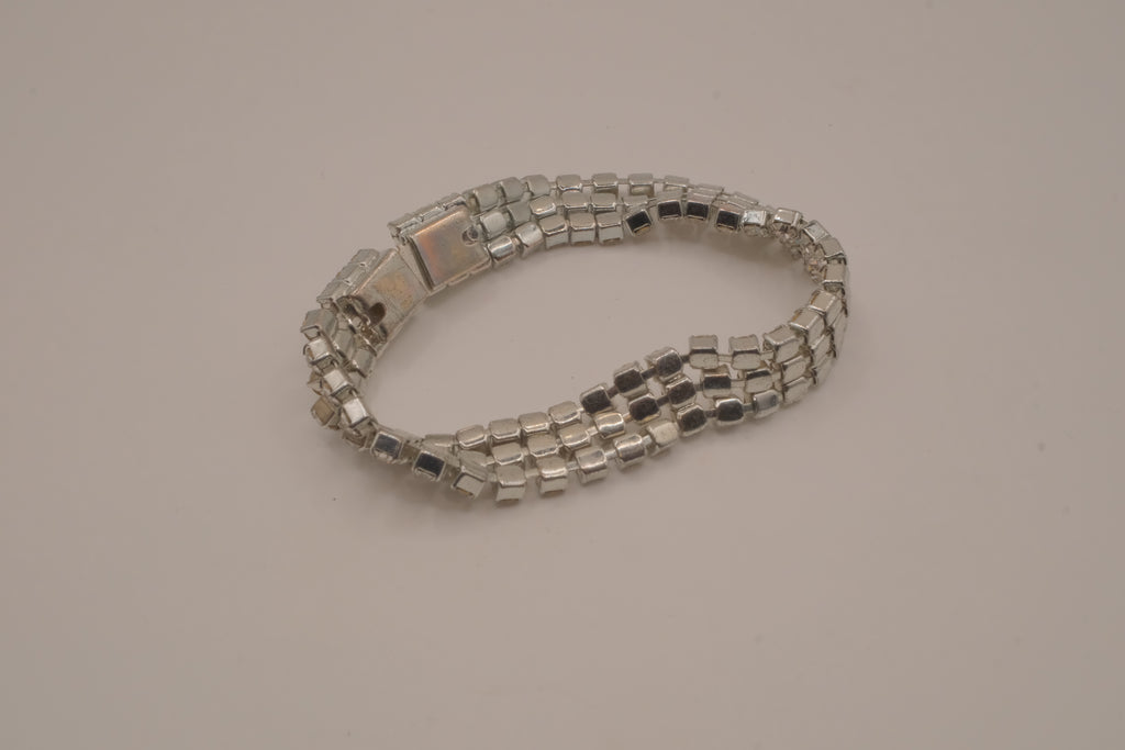 Three-row rhinestone tennis bracelet