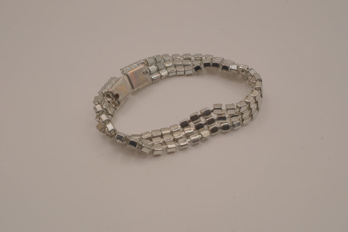 Three-row rhinestone tennis bracelet