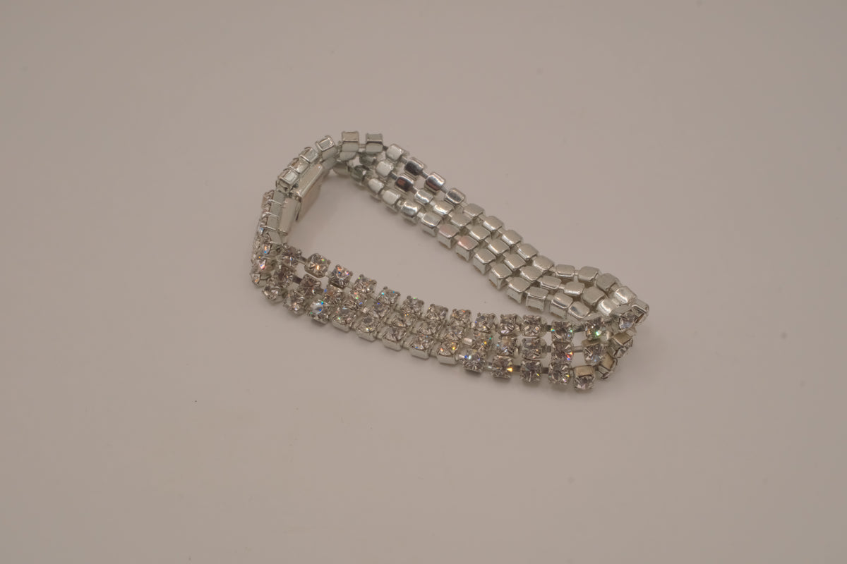 Three-row rhinestone tennis bracelet