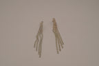 Vintage silver-tone rhinestone tassel drop earrings